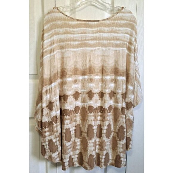 Ruby Road Women's 2X Multicolor Poncho Bat Wing Top Beaded Neckline - Picture 4 of 7